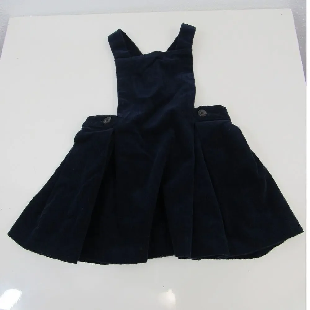 Ralph Lauren 9M Corduroy Overalls Jumper Navy Pleated Jumper Criss Cross Straps